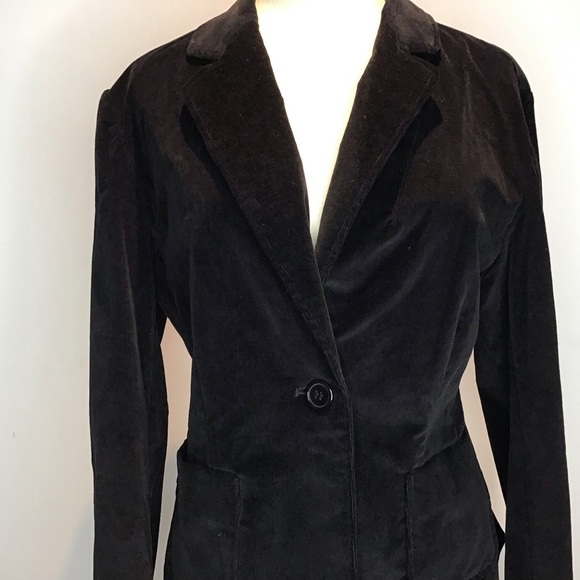 Cambridge Dry Goods black fine wale, one button, notch collar, unlined blazer 12 - Picture 3 of 8